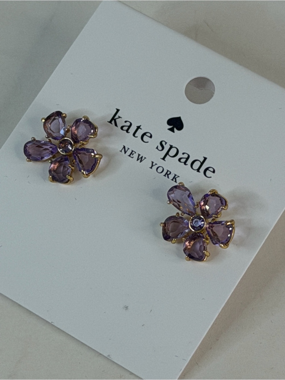 kate spade Purple Petal Crystal Flower Stud Earrings - Picture 4 of 4